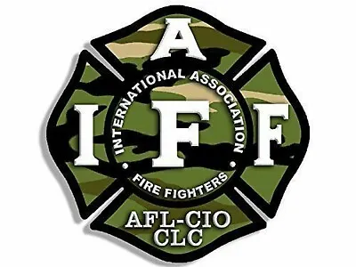 Iaff Afl-cio Clc Fire Maltese Helmet Camo 4  Car Sticker Decal Made In Usa • $19.99