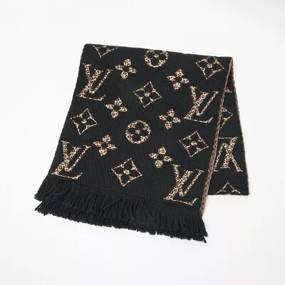 Louis Vuitton Echarpe Giant Monogram Jungle Black×Leopard Scarf M75885 Rank S • £643.61