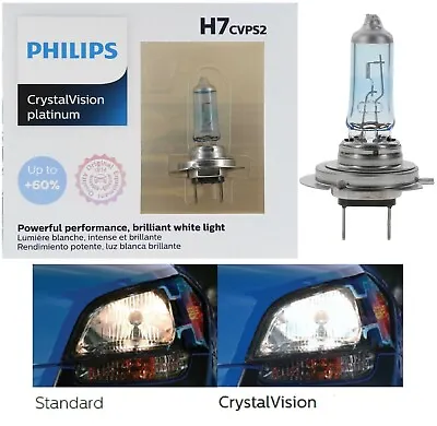 Philips Crystal Vision Platinum H7 55W Two Bulbs Head Light Low Beam Replace Fit • $38.95