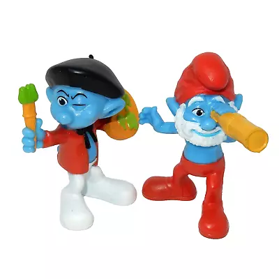 Vintage Lot Of 2 Smurfs Pvc Figures Papa Smurf & Painter Smurf • $8.99