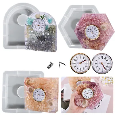 Geometry Shaped Clock Holder Desk Ornament DIY Silicone Mold Epoxy Casting Tools • $11.18