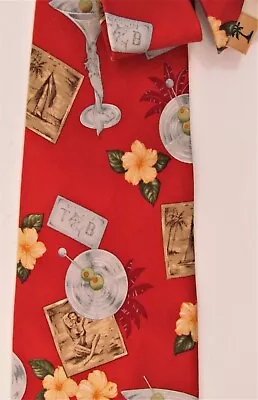 Tommy Bahama Silk Neck Tie Martinis Girlie Sail Boats Floral Tropical Orchids • $14.50