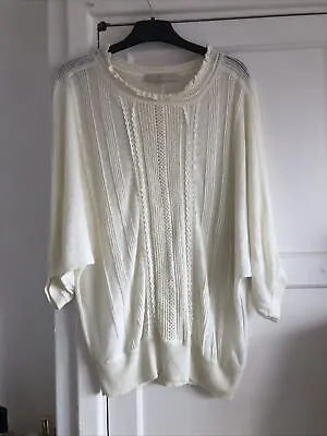 Vanessa Bruno Linen Jumper Small UK 6 8 10 12 Longline Fine Knit White Chloe 70s • £16