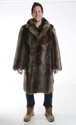 Size XL Splendid Raccoon Fur Men Full Length Coat [126] • $402.38