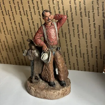 Michael Garman 1998 The Hitching Post Cowboy Figure Statue Signed By Artist • $75
