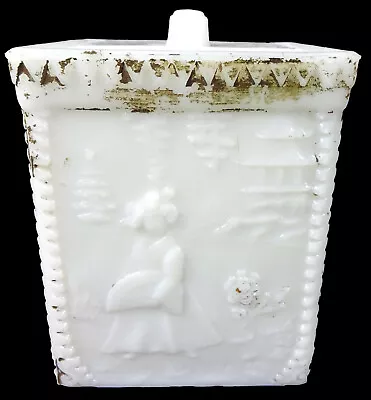 1905 Westmoreland Specialty Milk Glass Oriental Geisha Girl 3.75 T Mustard Jar  • $54.79