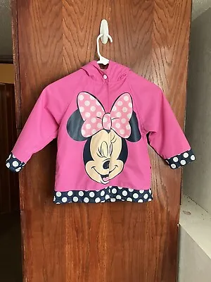 Disney Girls Minnie Mouse Rain Coat Size 3T Pink With Hood • $12