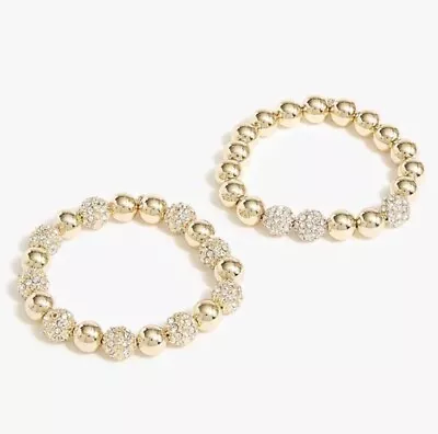NWT J. Crew Factory Pave Bracelet Set Pavé Crystal Bridal Statement Beaded Gold • $25