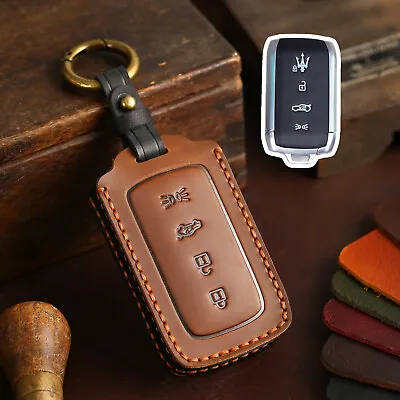 Leather Key Case Cover Fob For Maserati Grega Grecale Levente President Brown • $35.63