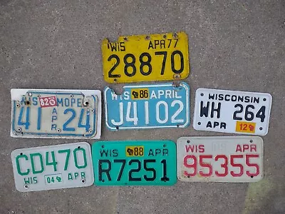 Vtg 1970s 80s 90s WISCONSIN 8  MOTORCYCLE & MOPED LICENSE PLATE  LOT • $24.99