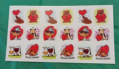 Vintage Animals Hearts Sticker Sheet Valentines Day  • $3.99