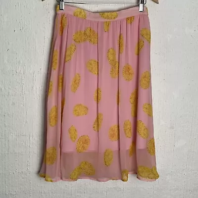 Gorman Pink Yellow Silk Skirt Size 10 • $45