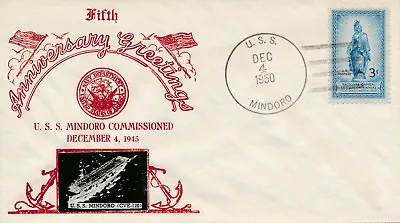 Military Naval Event Cover Uss Mindoro Cve-120 1950 Fifth Anniversary Commission • $3.50
