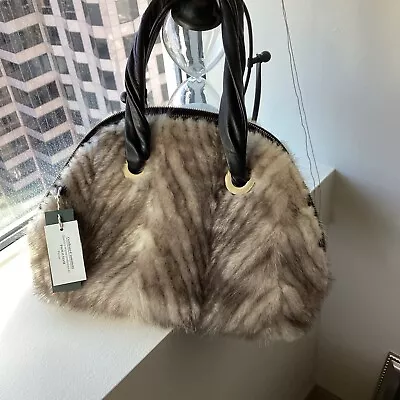 PAOLO MASI Dark Fur & Leather Handbag - MADE IN ITALY • $99