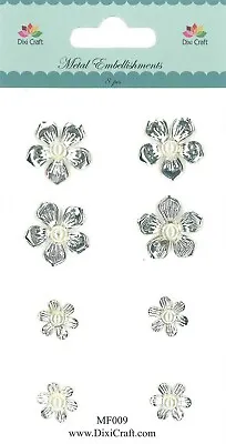 Dixi Craft Metal Flowers Embellishment (8 Pieces) For Cards & Crafts • £1.25