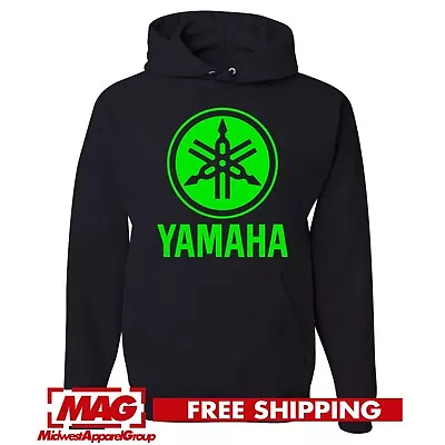 YAMAHA BLACK HOODIE GREEN Racing Motocross Hooded Sweatshirt Motox ATV Logo OEM • $34.99