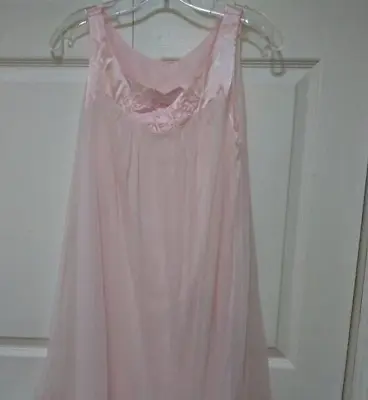 Vintage Pink Babydoll Nightie Sexy Honeymoon Chiffon Overlay Satin Trim  M* • $24.50