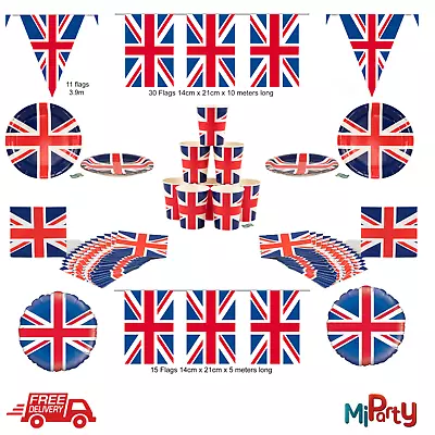 Union Jack Party Tableware & Decorations Banners Plates Cups Napkins Flags • £3.11