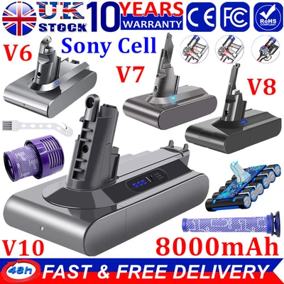 £26.99 • Buy 8.0Ah Battery For Dyson V6 V7 V8 V10 Animal SV10 SV11 SV12 SV04 SV06 / Filters