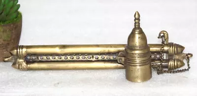 1830's Old Brass Historical Royal Feather Dip Writing Pen- Ink Pot Old Original • $200