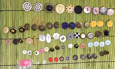 Mixed Lot Of 70 Buttons Large To Small Metal Plastic Rhinestone • $15