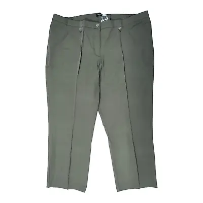 Khaki Cotton Trousers Size 30 L27 Green Pockets Stretch Comfort Elastic BNWT • £18