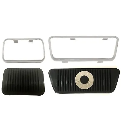 1969 70 71 72 73 Mustang Rubber Disk Brake & Clutch Pedal Pads W/ Trims 4 Pc Set • $45.95