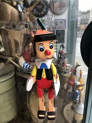 ChiselCraft Hand Carved Wooden Pinocchio Puppet On String Character Handmade • £14.99