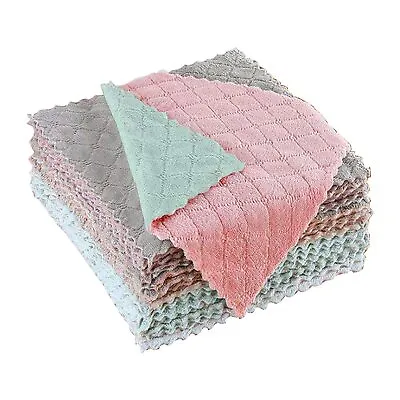 10 PACK Kitchen Microfiber Dish Cloth Super Absorbent Tea Towels 25x25cm Rags • $9.99