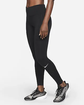 NEW!! Nike Women's Black Dri-Fit Reflective Epic Luxe Running Leggings #403A • £72.38
