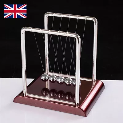 New Silver Metal Newtons Cradle Desk Balls Balance Swing Steel Gadget Toy Game • £7.45