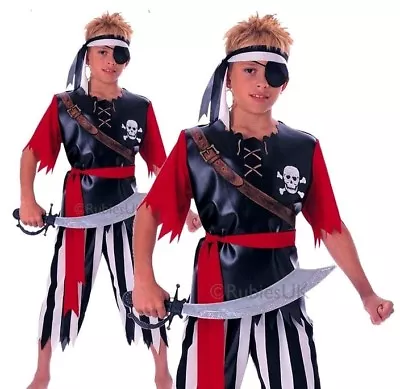 Boys PIRATE KING Jack Sparrow Party Child Caribbean Fancy Dress Costume Age 5-10 • £7.95