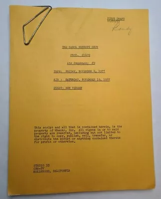 THE CAROL BURNETT SHOW / 1977 TV Script Starring Dick Van Dyke & Vicki Lawrence • $265