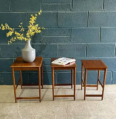 Set Of Vintage Mid 20th Century Danish Scandinavian Nest Of Tables 60s 70s • £120