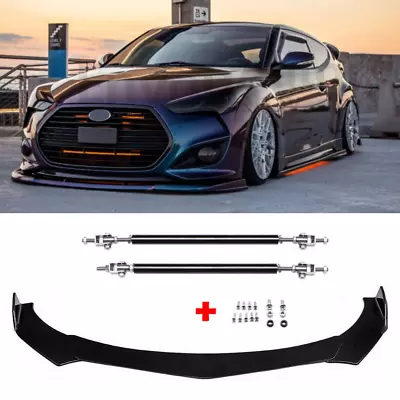 For Hyundai Veloster 12-22 Back Front Bumper Lip Splitter Spoiler + Strut Rods • $47.50