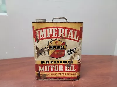 Vintage Imperial Refineries Heavy Duty 2 Gallon Premium Motor Oil Can  • $29.99