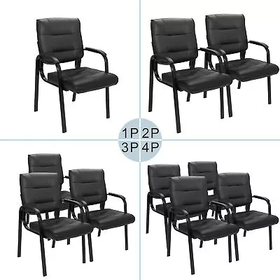 1/2/3/4 PCS Leather Guest Reception Waiting Room Office Desk Side Chairs Black • $187.58