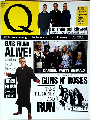 Q MAGAZINE 30 GUNS N' ROSES Rockumentaries ELVIS COSTELLO March 1989 • £4.50