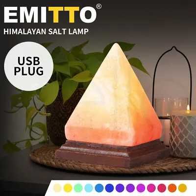 Emitto Salt Lamp USB Himalayan Natural Crystal Rock Cord Night Light Globes • $23.99