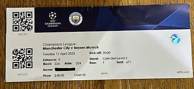£0.99 • Buy Manchester City V Bayern Munich 11.04.2023 Used Champions League Match Ticket