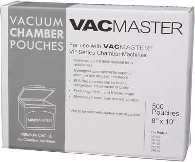 Vacmaster 40722 3-Mil Vacuum Chamber Pouches 8-Inch By 10-Inch 500 Per Box • $79.99