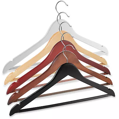 10 Natural Wooden Suit Hangers Clothes Coats Jackets Dress Pants Shirts Skirts • $16.99