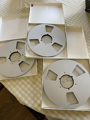 (3) 1/2  EMPTY 10.5 Inch Metal Take Up Reels For 1/2  Reel Tape - Appear Unused • $28