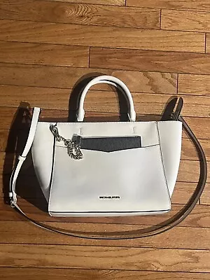 Michael Kors Marilyn Medium White Saffiano Leather Tote + Wallet New • $55