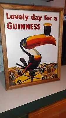 Guinness Toucan Lovely Day For A Guinness  Framed Beer Clock !! New !! 12  X 15  • $29.99