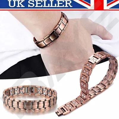 Mens Double Strength Copper Rich Bio Magnetic Healing Bracelet 36 Magnets Cuff • £6.89