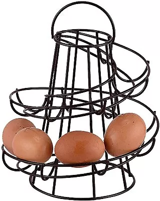 Egg Storage Basket Spiral Helter Skelter Countertop Egg Stand Kitchen Rack Black • £14.99