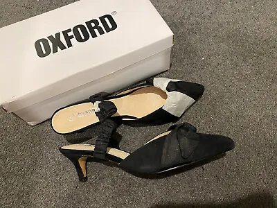 Oxford Slingback Heels Black Velvet Suede Ribbon BNWT Size 40 RRP$249 • $75