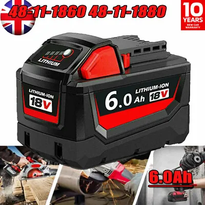 For Milwaukee M18 18V Extended Capacity Battery Lithium Ion XC 48-11-1860 6.0Ah • £19.49