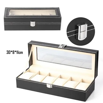 £8.99 • Buy 6 Grids Watch Storage Case Display Box Jewelry Organizer Holder Leather Collect